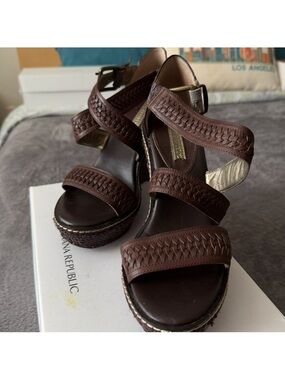 Banana Republic Brown Woven Wedge Sandals
